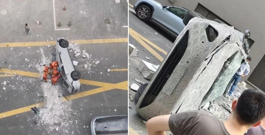 Električni automobil izleteo sa trećeg sprata