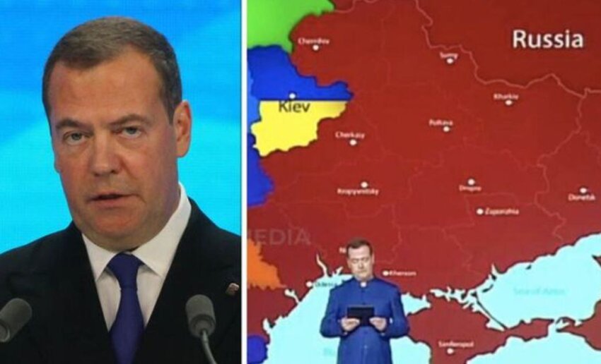 Medvedev pokazao mapu gde je Rusija zauzela Ukrajinu